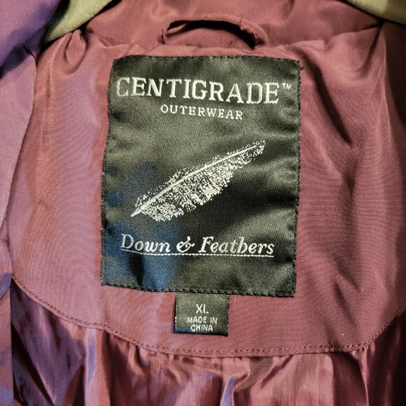 Centigrade Down Quilted Coat w/ Detachable Faux Fur Hood XL Purple - Picture 6 of 8